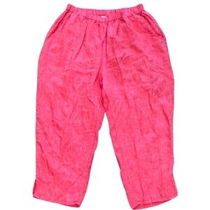 FLAX Designs Size Medium (10-14) Punch(Reddish Pink) Floods 100% Linen Pants